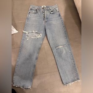 Agolde 90s pinch wait Blue Straight Leg Jeans Distressed